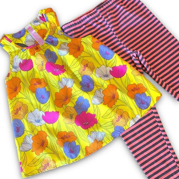 ✨- New Bundle Girls 3T bright flower Top and Candy Stripe leggings Priced f… - Picture 4 of 12